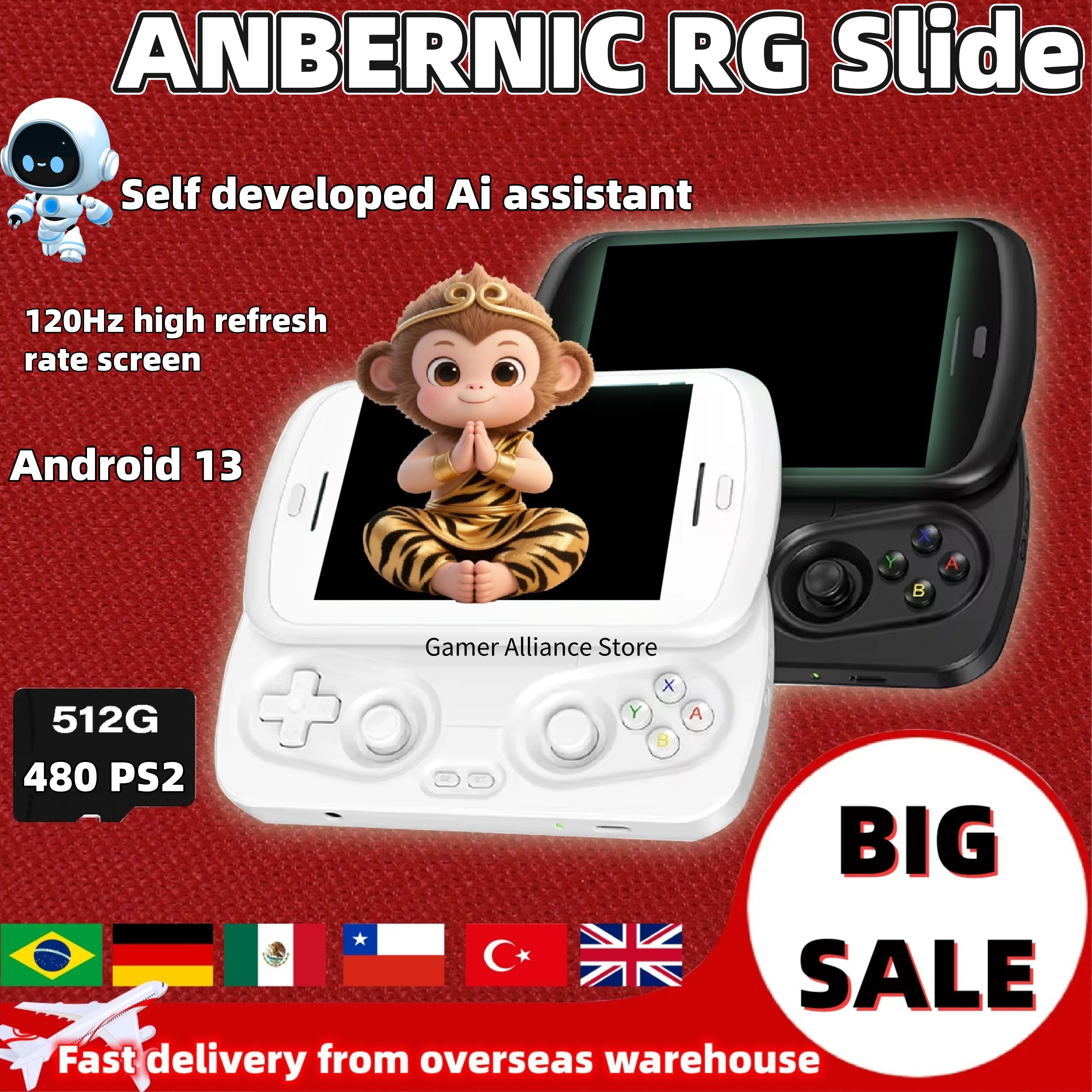 Anbernic rg slide retro console de jogos portátil consoles