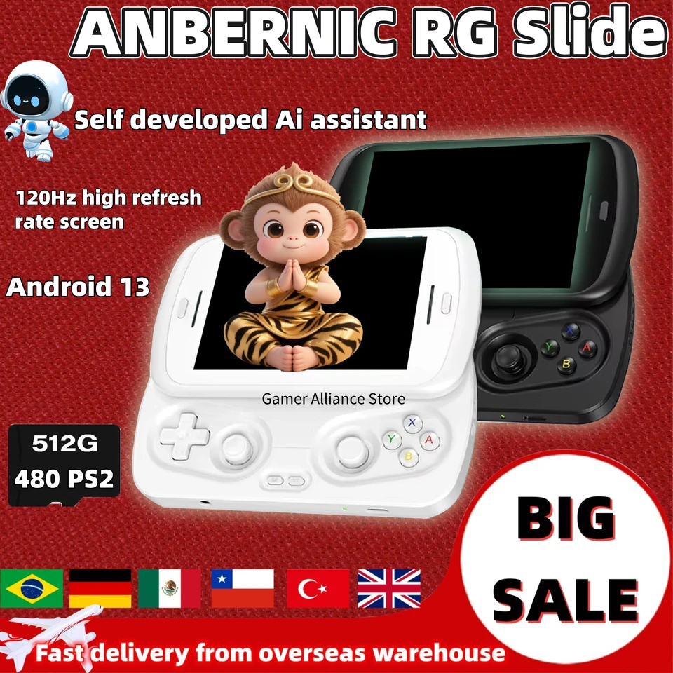 ANBERNIC RG Slide レトロ携帯ゲーム機 ビデオゲーム機 4.7インチLTPS