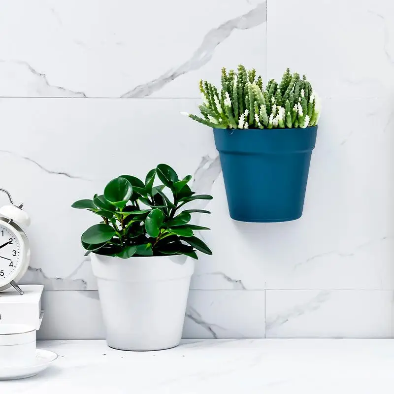 Wall Mounted Plastic Potted Plant Flowerpot Creative Wall Hanging Planter Semi Circular Small Flower Pot Decoration