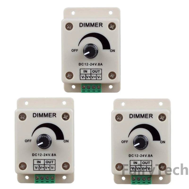 Led dimmer interruptor dc 12v 24v 8a lâmpada ajustável tira driver controlador de fonte de alimentação de luz para led lâmpada led luz de tira