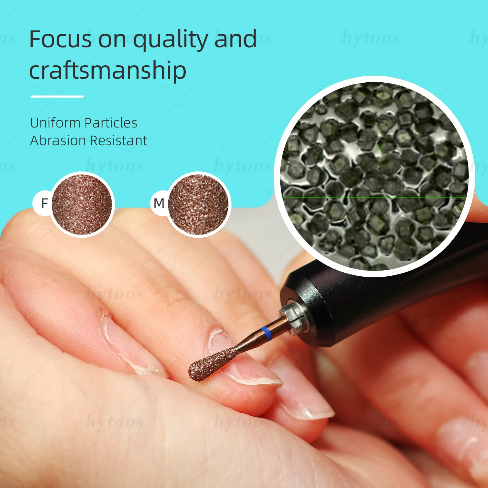 HYTOOS 3mm 페어 큐티클 클린 다이아몬드 네일 드릴 비트 전문가용 구리 코팅 러시안 버 각질 제거 매니큐어 도구