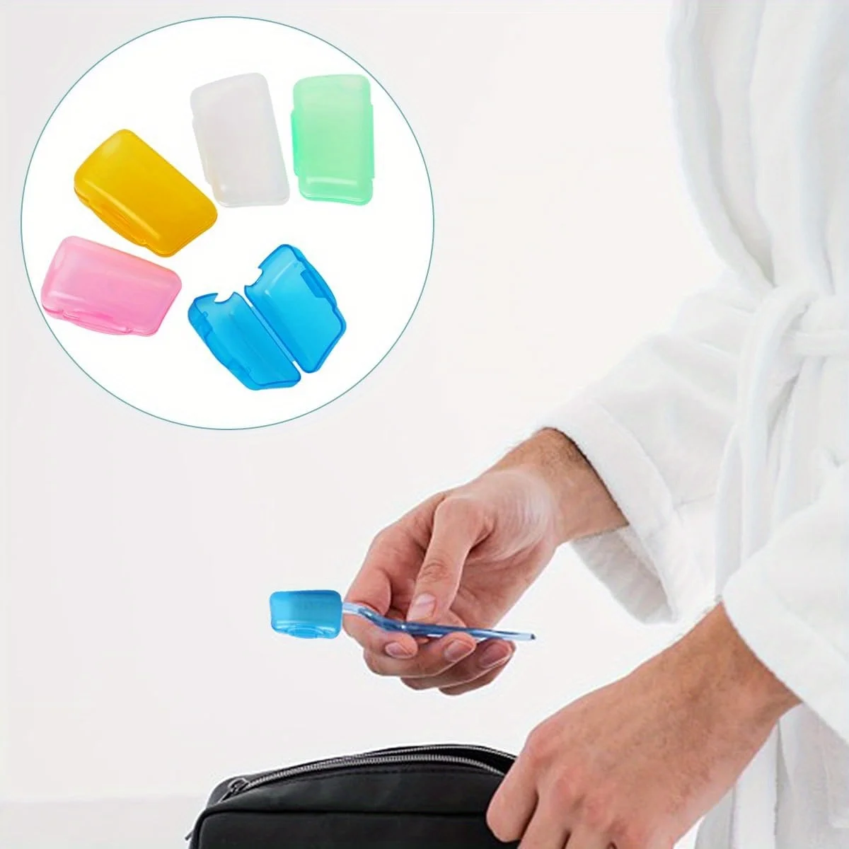 5/10pcs-Portable Toothbrush Set with Brush Head Protector, Bathroom Supplies, Travel Supplies, Camping and Hiking - Random