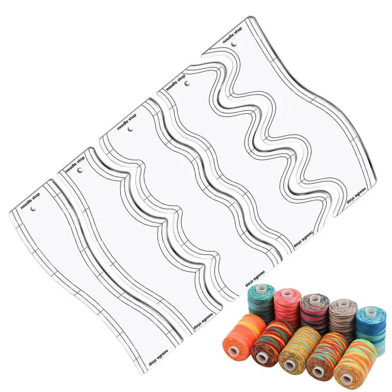 

Acrylic Wave Ruler Soft Patchwork Ruler Measure Tailor Ruler Drawing Template DIY Sewing Accessories Tool 5Pcs Sewing Templates