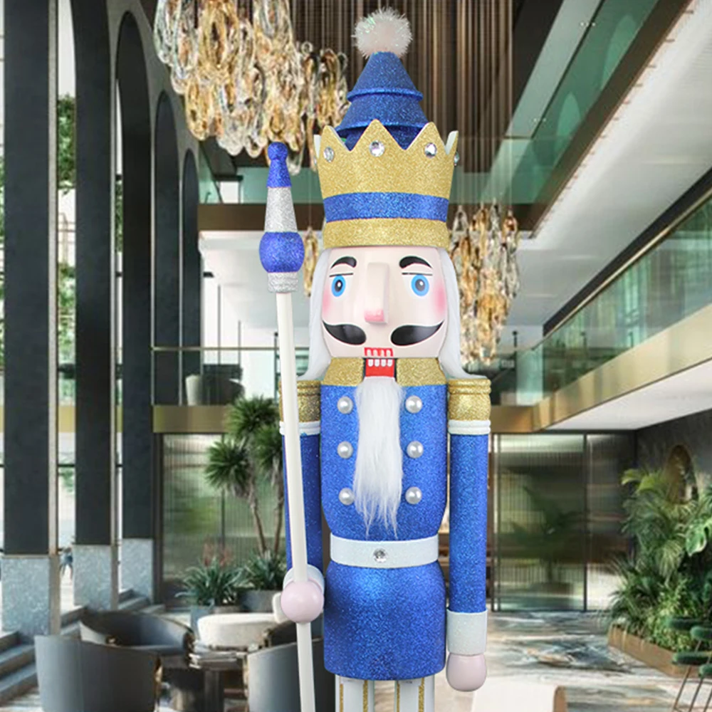 

CDL Commercial Decoration 6 Feet Blue Glitter Large Wooden Christmas Nutcracker Figure King Home Church Christmas Decoration K33