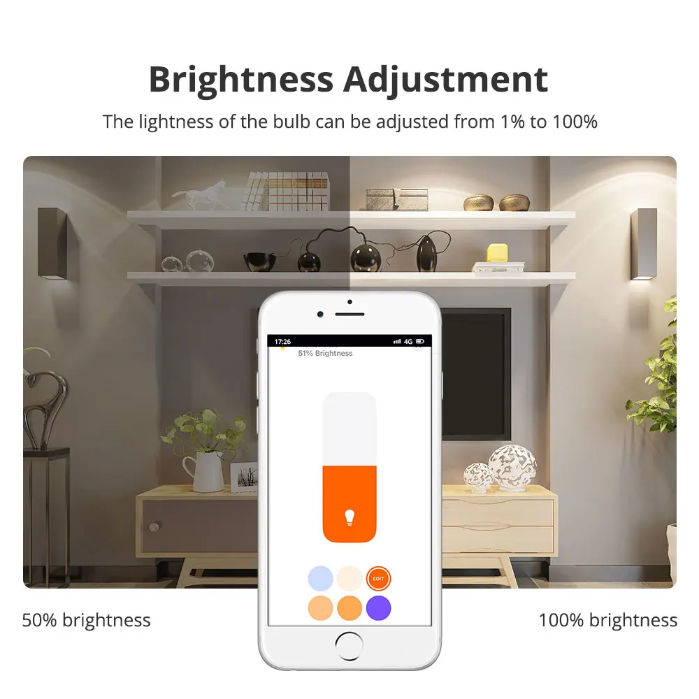 Zemismart WiFi Matter-certified LED Light Bulb RGBCW Smart E27 Dimmable Lamp 7W Siri Google Home Smartthings Alexa 5