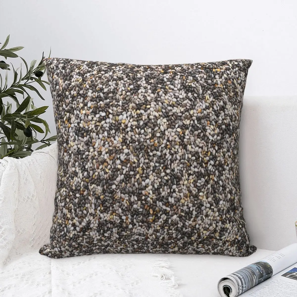 Black Chia Seeds Texture New Pillow Case Fashion Printing Cuscino Lombare Cuscino Divano Home Decor Cushion