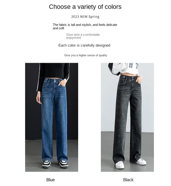 Jean Femme Large Taille Haute élastique - Pantalon Décontracté Style Baggy Stretch - Confort Parfait Pour Le Yoga Et Le Sport