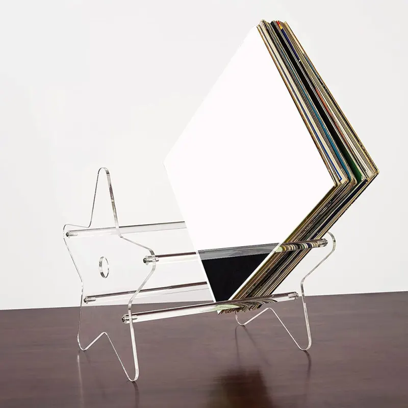 Description Picture 6 of itemHolder Rack Stand Acrylic Record Book Storage Shelves Storage Album File Organizer Display Bookends For Desktop Showing Ends Cd