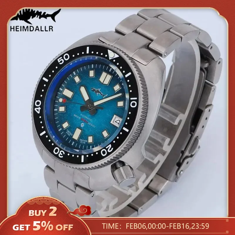 Heimdallr Turtle Diver Watch Mens Titanium Case Sapphire 200M Impermeabile Giappone Nh35 Movimento Automatico Orologi Da Polso Meccanici
