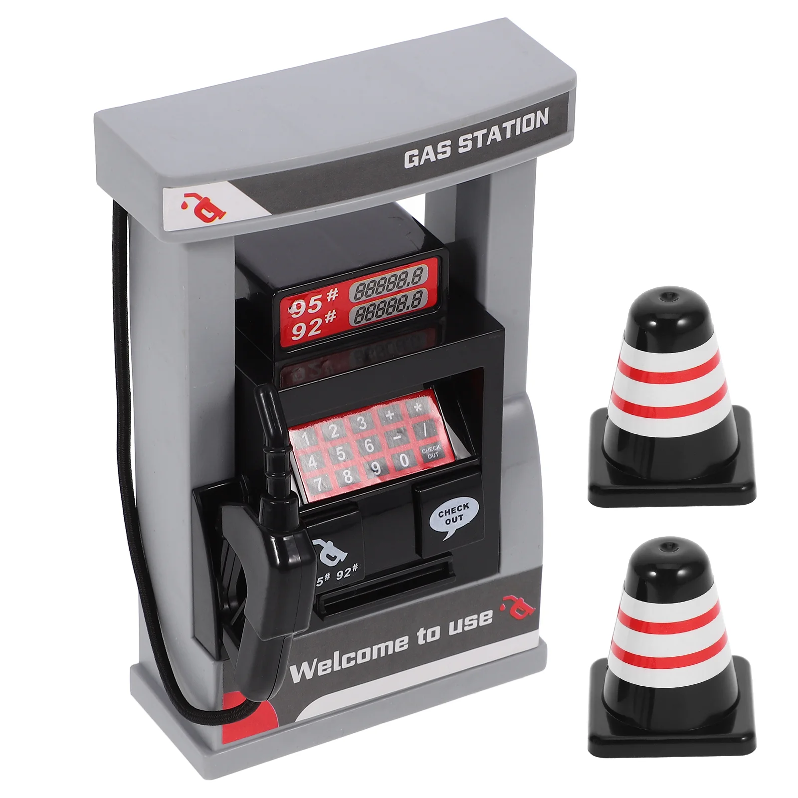 Play House Simulation Gas Station Plus 2 Roadblocks Children's Toys Boy Model Children&rsquo;s Mini Fuel Tiny Air Pump Decorate