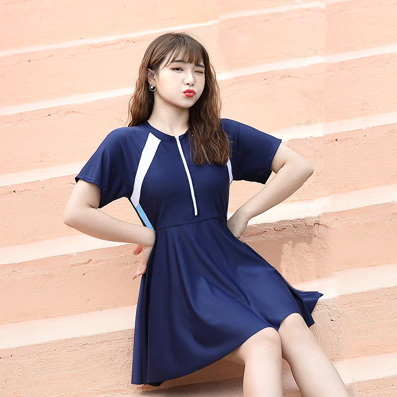 SwimwearWomenPlusSizeSwimsuitSkirtSetKoreaStyleConservative