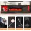 70 Glossy Oak Fireplace TV Stand with 36 Fireplace for TVs up to 80 LED Lights Fireplace Entertainment Center with Flip Doors 6