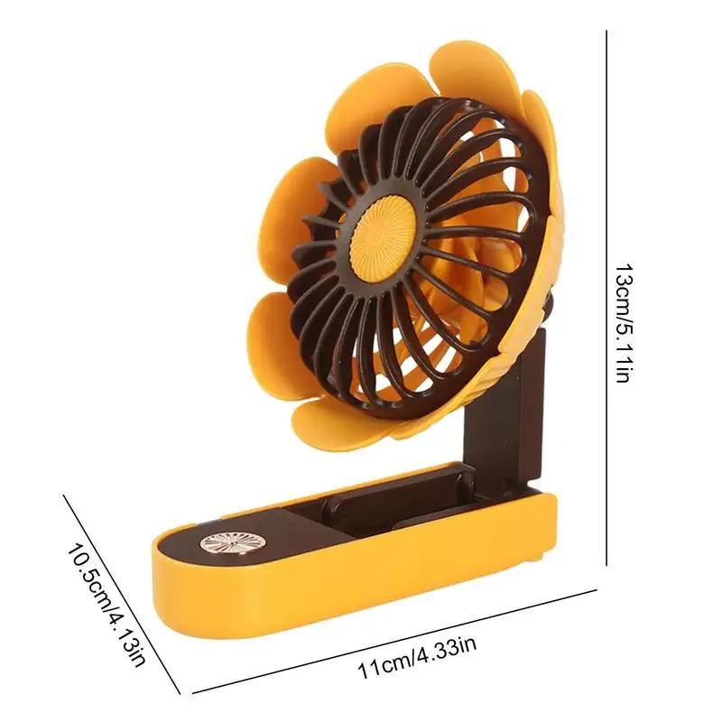 Personal Handheld Fan Cute Sunflower Silent Cooling Air Fan Rechargeable Cartoon Air Circulator Device Portable Household