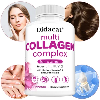 Multi-Collagen Complex - Hydrolyzed Protein Peptides with Hyaluronic Acid for Skin, Nails, Hair & Joint Health, Cellular Health 1