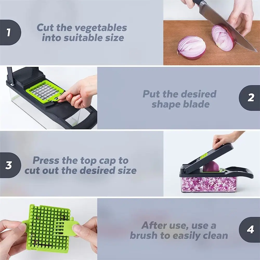 Kitchen Vegetable Chopper Multifunctional Onion Potato Carrot Shredder Fruit Slicer 14/16 in 1 Kitchen Accessories