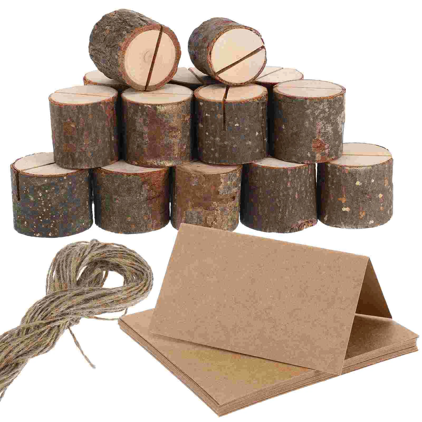 20 Sets Wooden Business Card Holder Picture Stands for Table Country Style Number Fall Place Holders