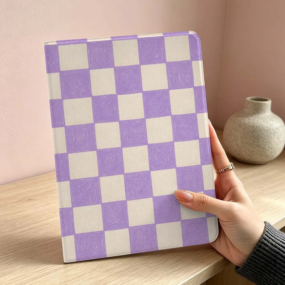 Purple Pink Checker Soft Tablet Case Cover