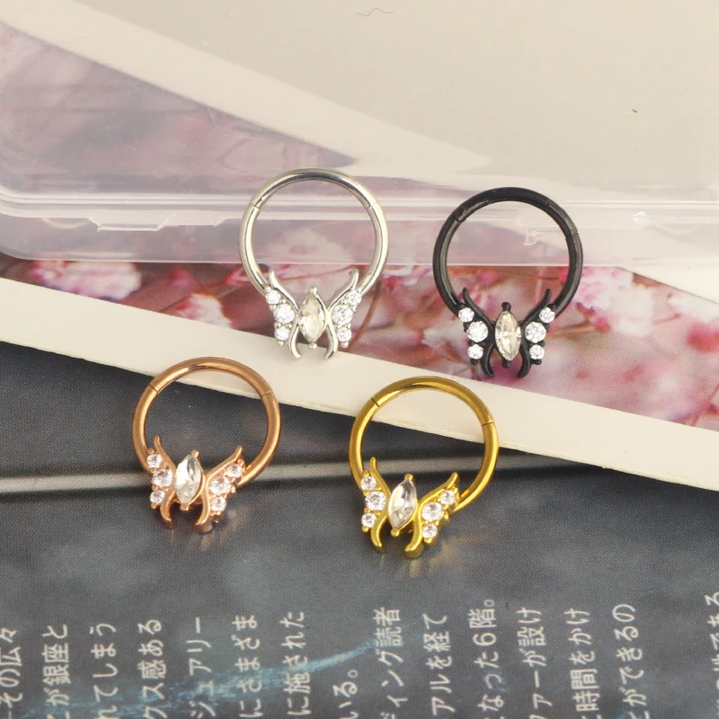 Daith Earrings 16G Stainless Steel Cartilage Helix Tragus Nose Hoop Piercing Jewelry 8MM 10mm Silver Gold Rose Gold Black Plated