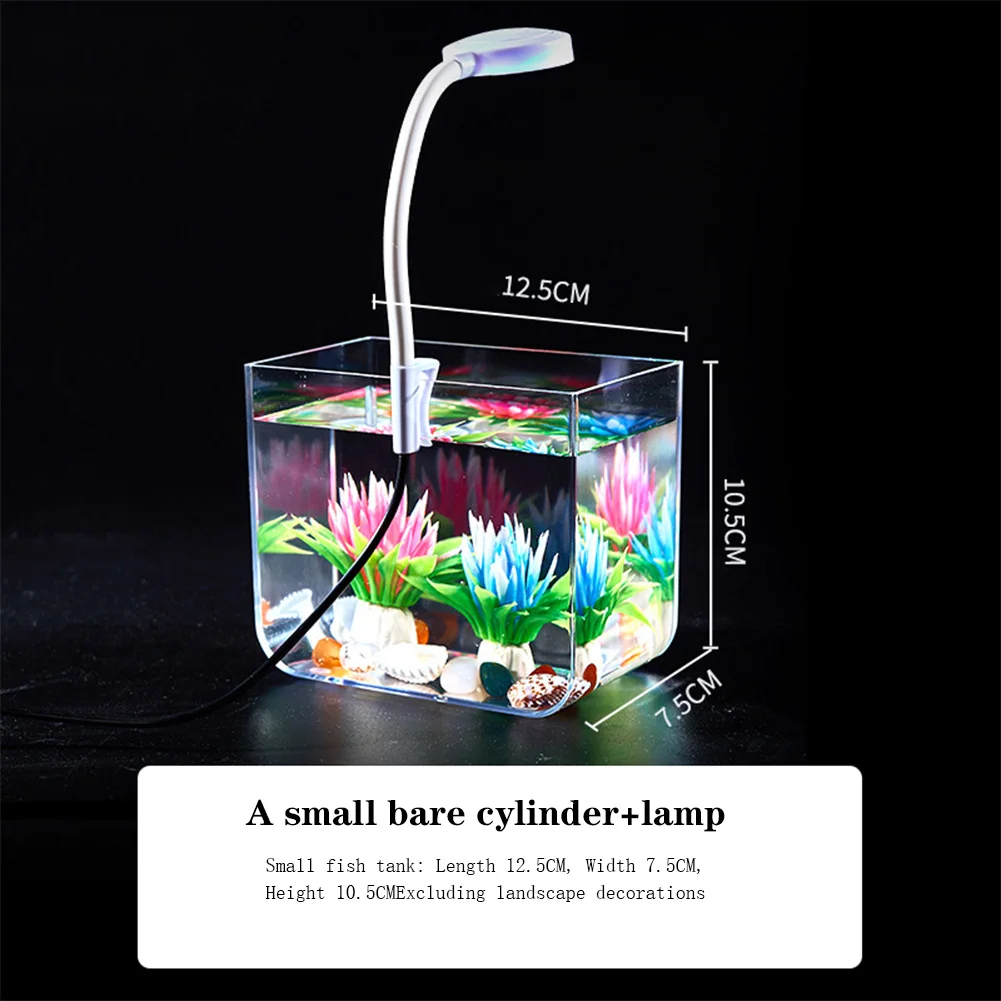 Betta Fish Tank Small Fish Tank With Wall Mounted Filter LED Clamp Light High Transparency Aquarium Starter Kits For Office Livi fish aquarium