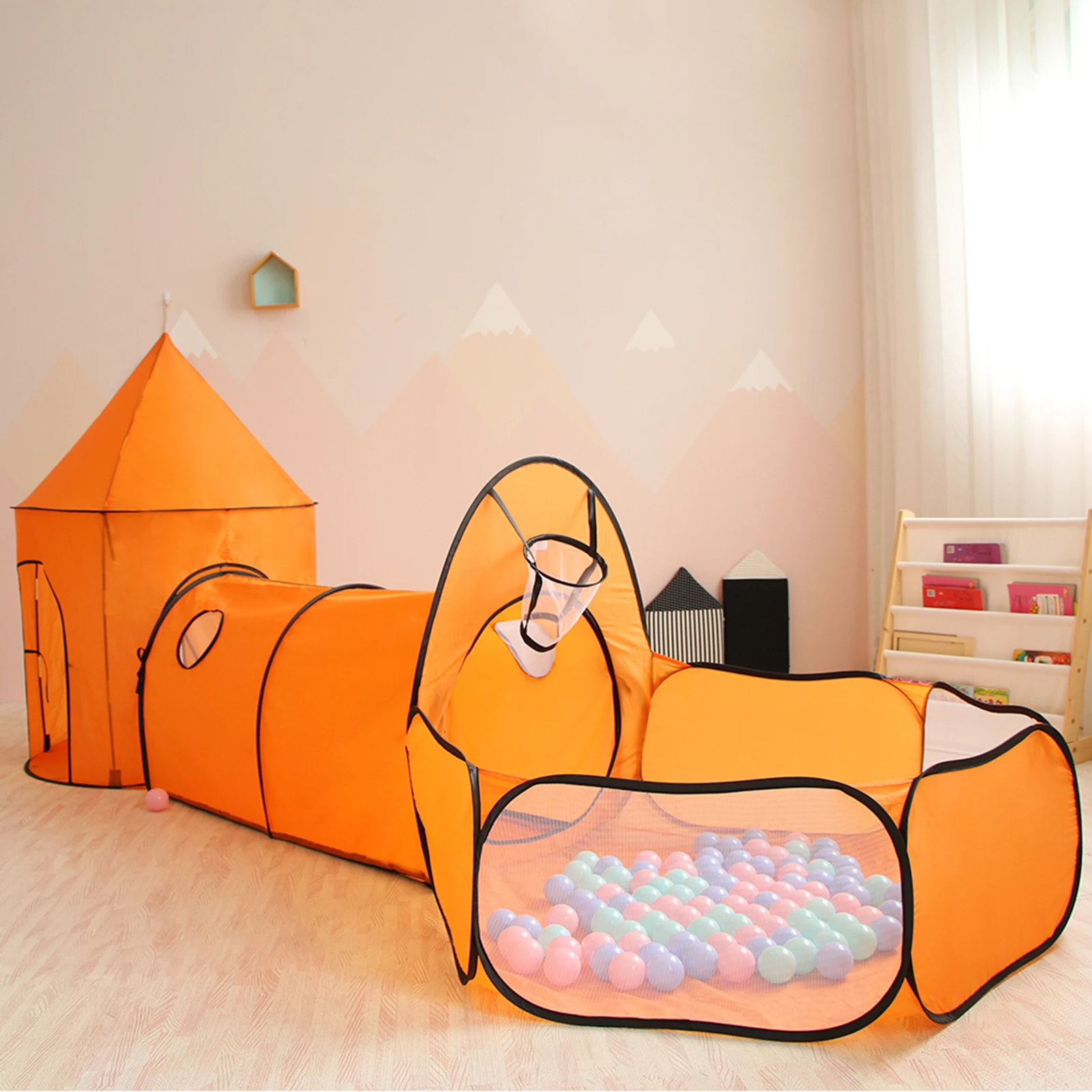 Portable Children Playing Tent and Crawling Tunnel Indoor/Outdoor Foldable Playhouse