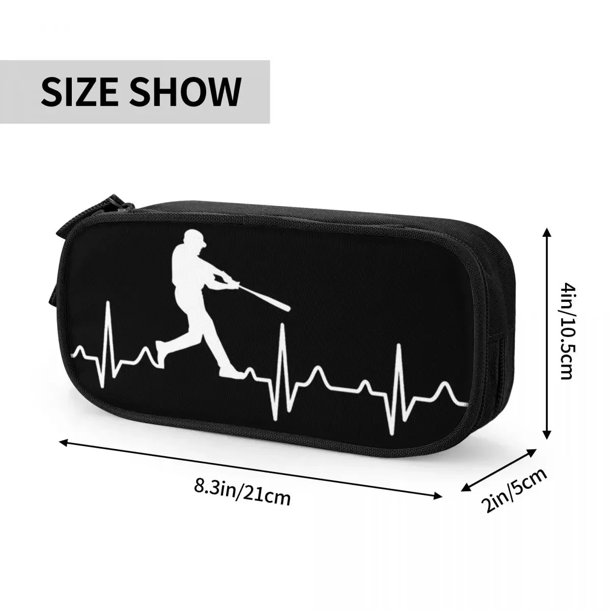 Baseball Player Heartbeat Pencil Cases Large Capacity Pen Bags Pen Box Pencil Pouch For Boys Girls Students Stationery School
