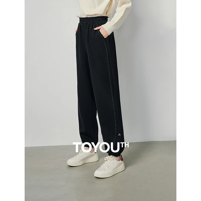 

TOYOUTH Women Casual Sweatpant 2024 Spring New Embroidery Elastic Waist Casual Sport Trouser Pants