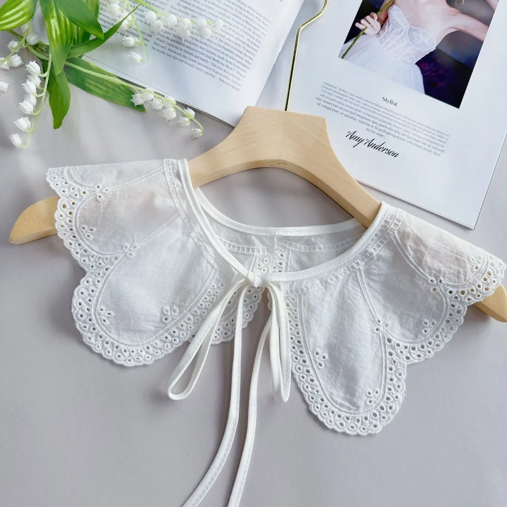 Organza Embroidery Women\'s Lace Collar New White Collar Insignia Dress Blouse Decor Lace Up Shawl Cloak Fake False Collars