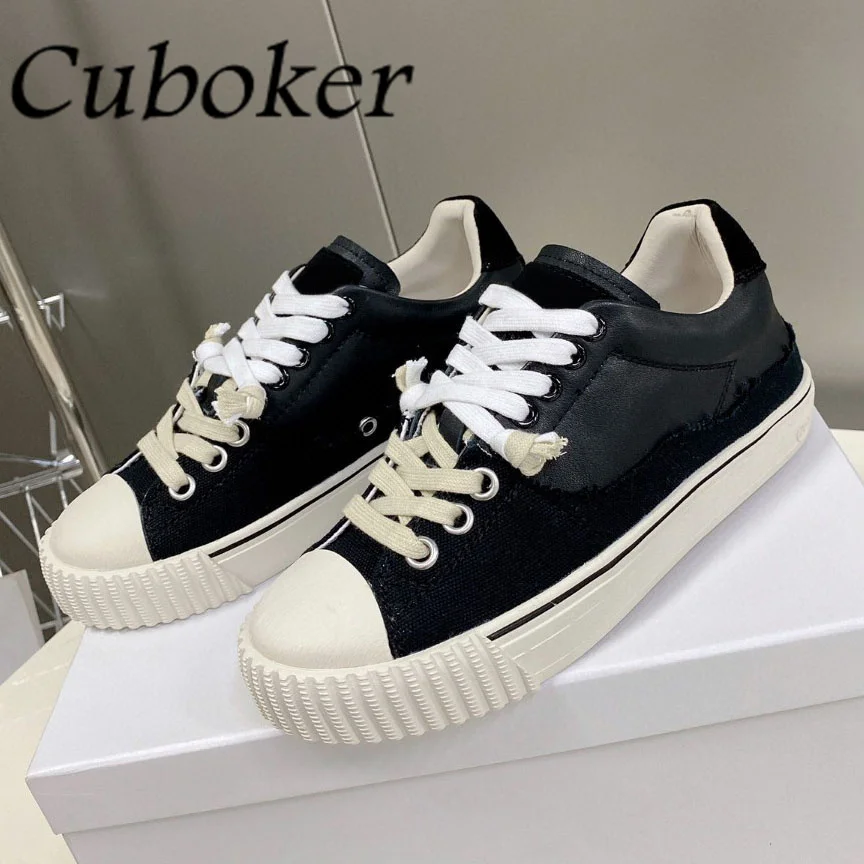 

Luxury Brand High Quality Women Flat Causal Leather Shoes Lace Up Woman's Sneakers Spring Autumn Ladies Trainers Canvas Runners