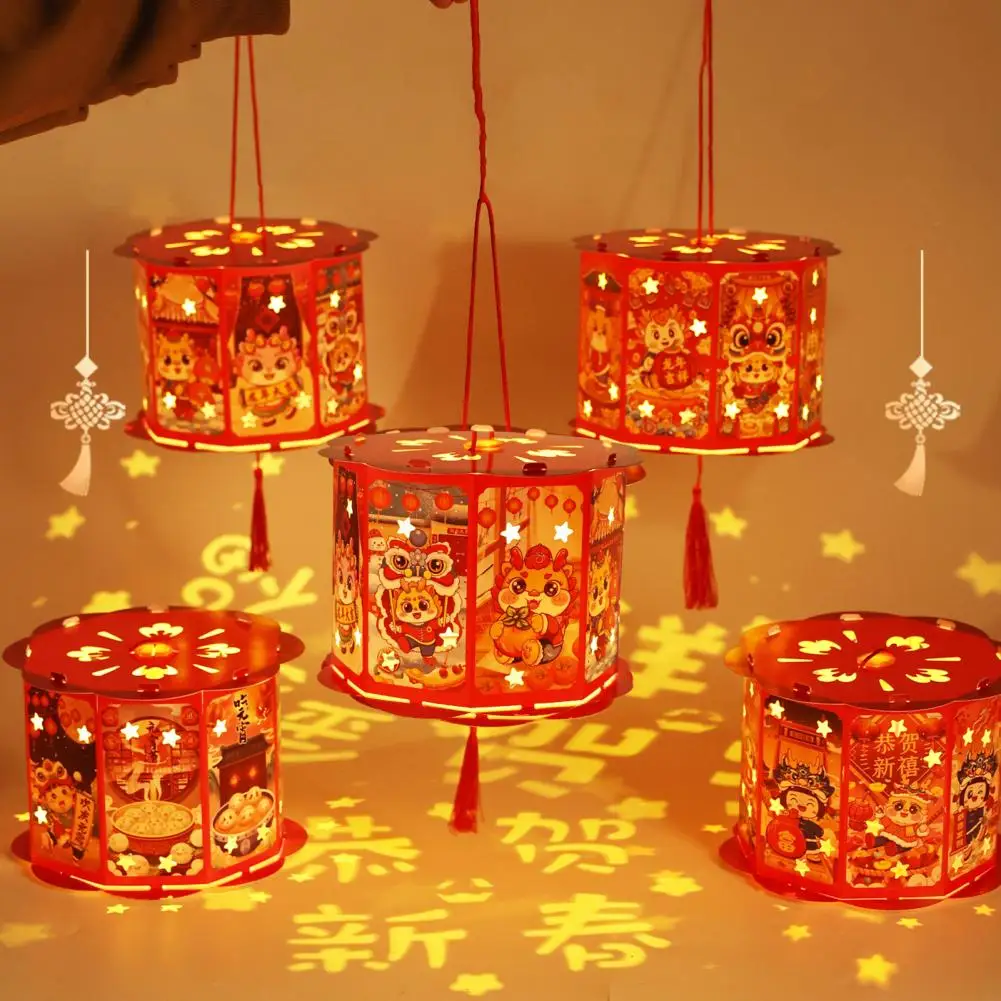 

2024 Dragon Year Chinese Lantern Festive Red Paper Lantern New Year Decoration DIY Craft Material for Kids