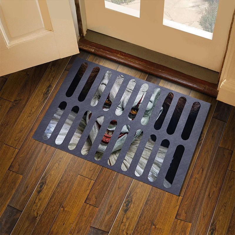 

Clown Trap Horror Bathroom Mat Halloween Rugs 3D Illusion Entrance Doormat Carpets Room Mats Design Carpet