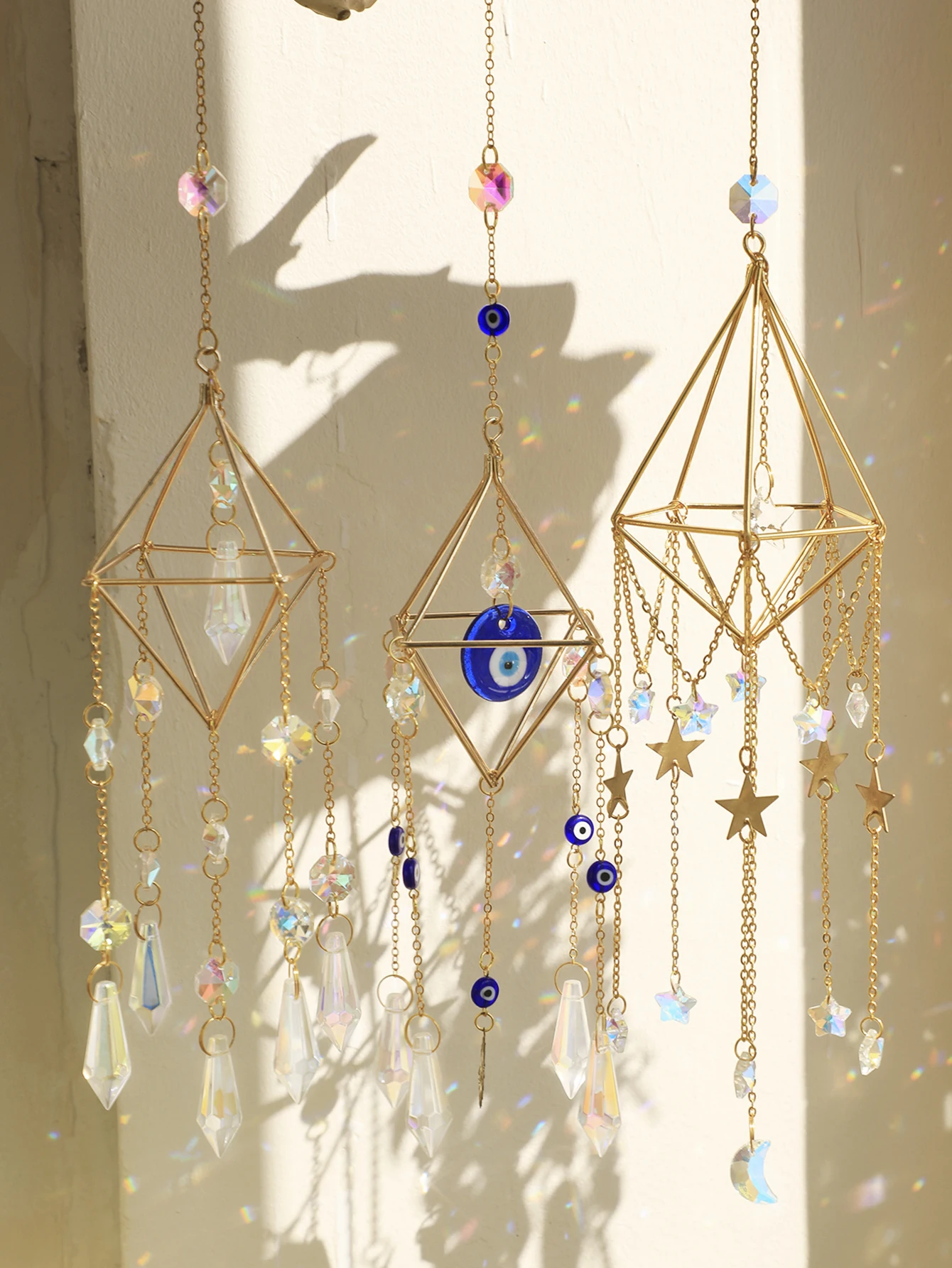 Description Picture 2 of itemWall Hanging Suncatcher Evil Eye Wind Chime Prism Suncatcher Rainbow Maker Light Catcher Garden Decoration Outdoor Decor Gift