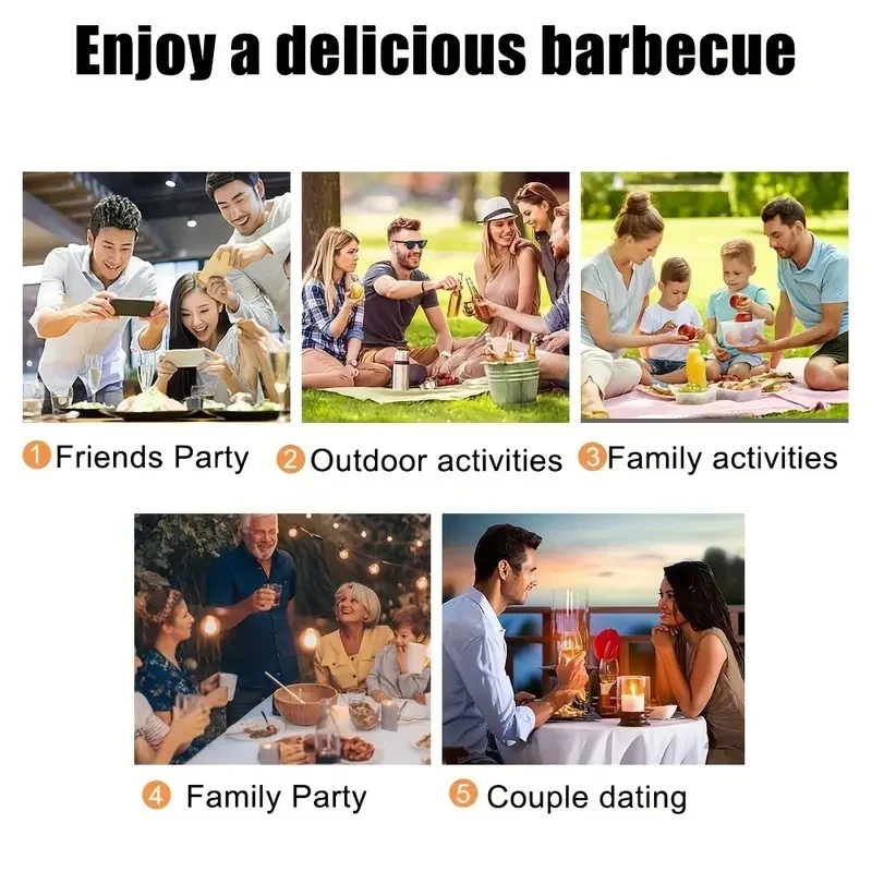 Stainless Steel Barbecue Skewers Long Handle 55cm Wooden Barbecue Handle Large Flat Stick Outdoor Picnic Tools
