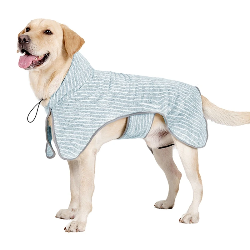 thumbnail image 1 of Albornoz para mascotas, toalla absorbente de agua para perros grandes, medianos y pequeños, suave, ajustable, de secado rápido, resistente a la humedad, para gatos y mascotas, 1 of 5