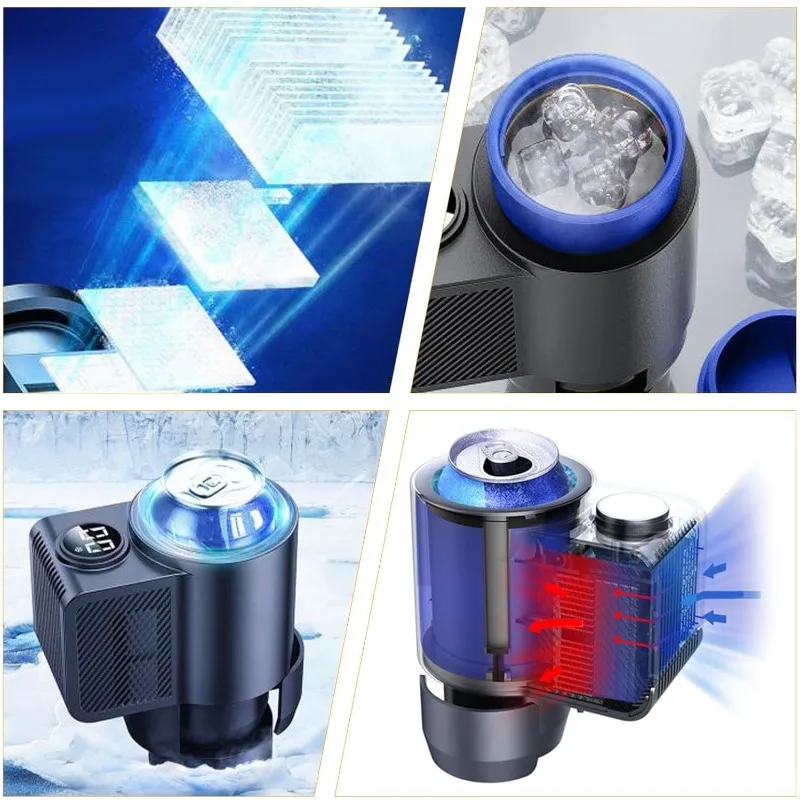 스마트 2인1 차량용 온냉 머그컵 12V 온도 표시 차량 및 가정용 음료 컵홀더 음료 온냉 컵