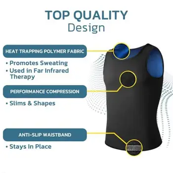 Mens Sauna Vest Breathable Sweat Body Shaper Slimming Waist Trainer Vest Quick-drying Sports Tank Top Shirt Workout Vest No Zip 2