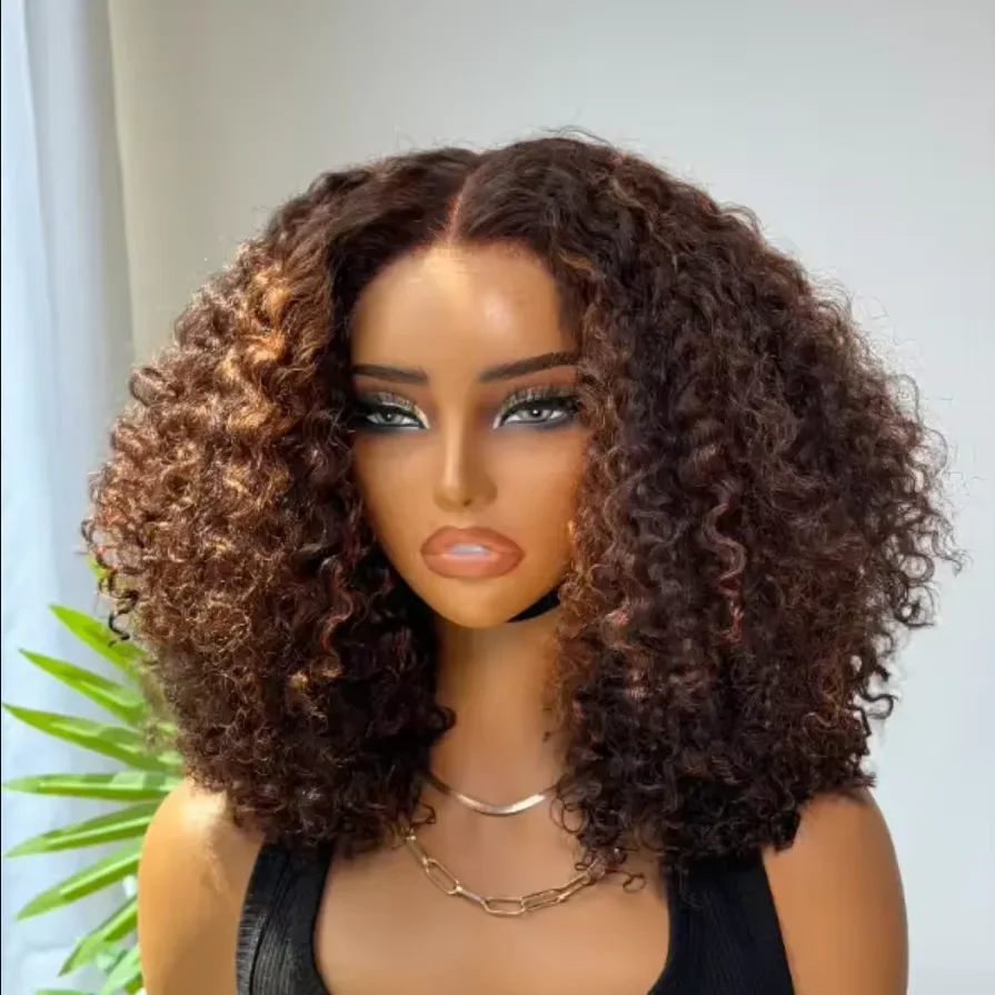 Highlight Curly Short Bob Wigs - Ombre Brown