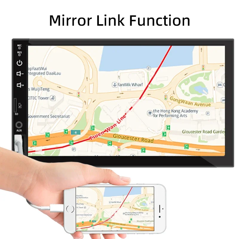 Carplay 자동차 라디오 1 Din 안드로이드 자동 멀티미디어 플레이어 HD 7'' 터치 스크린 FM AUX 입력 블루투스 MirrorLink Universal Autoradio