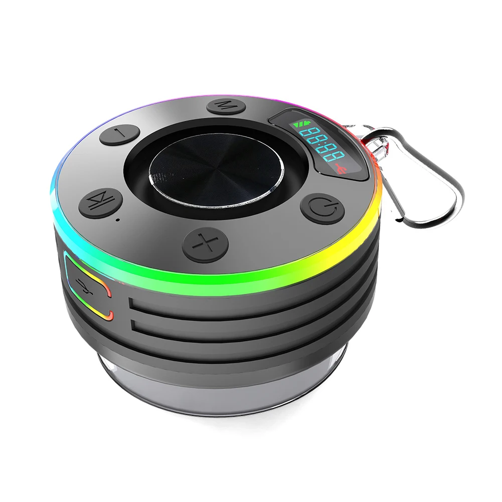 Bluetooth-Compatible 5.3 Shower Speaker IPX7 Waterproof Shower Radio with Suction Cup Stereo Subwoofer for Travel/Outdoors/Gifts