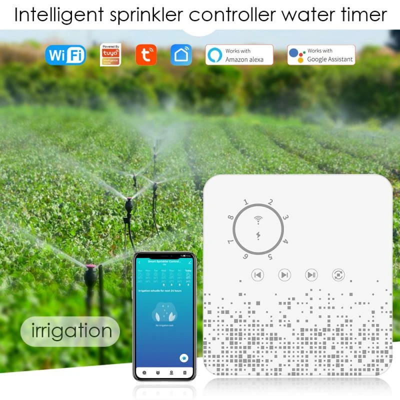 Controlador de aspersores inteligente sistema de riego automático con Wifi, para jardines, césped, invernaderos, granjas, funciona Alexa, Google | - AliExpress