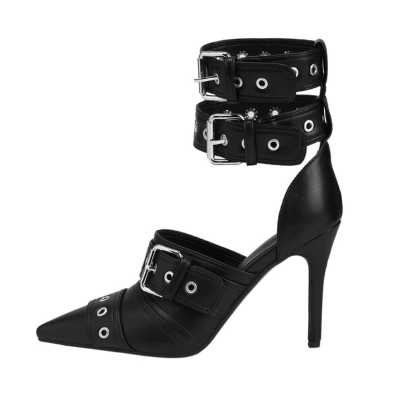 

Женские босоножки на шпильке, туфли-лодочки с острым носком, туфли с ремешком и пряжкой, большой размер 43, 45, 46, лето 2024