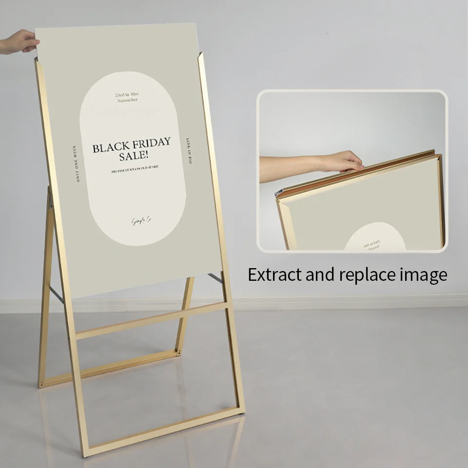 Foldable display stand iron poster stand vertical billboard KT board outdoor windproof