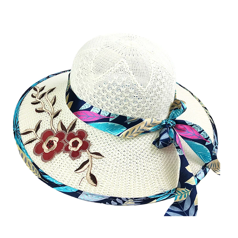 Simple Foldable Wide Brim Floppy Girls Straw Hat Sun Hat Beach Women Summer UV Protect Travel Cap Lady Cap Female Beach Hats