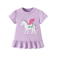 Jumping Meters 2-7T New Arrival Unicorn Embroidery Hot Selling Cotton Summer Girls Tshirts Baby Clothes Children's Tees Tops 1