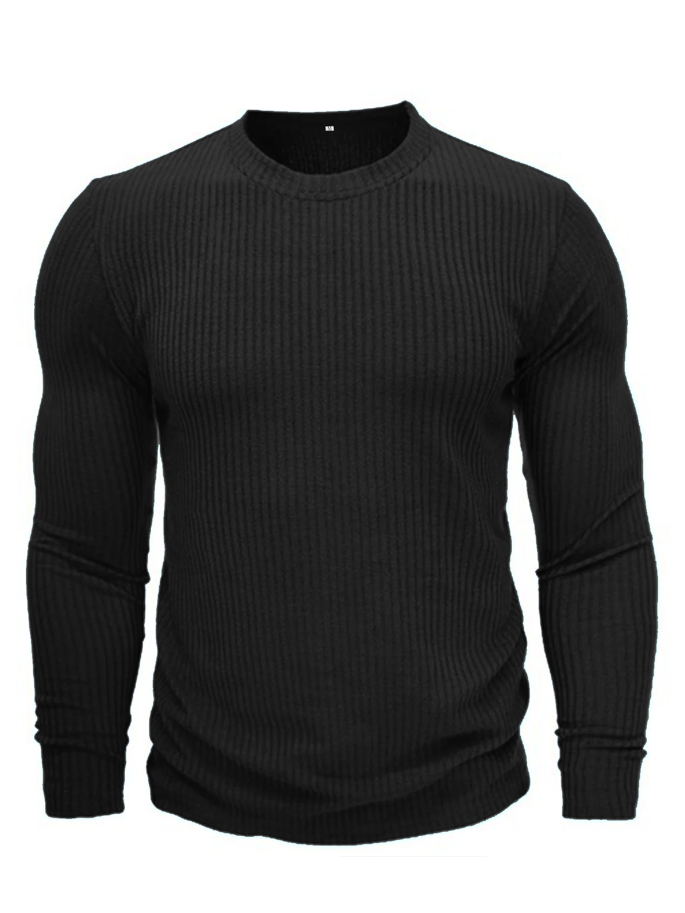 Herren Rundhals Langarm Strick-T-Shirt Einfarbiger Pullover Lässige & Formelle Passform Perfekt für Tägliches Tragen – Detail 7