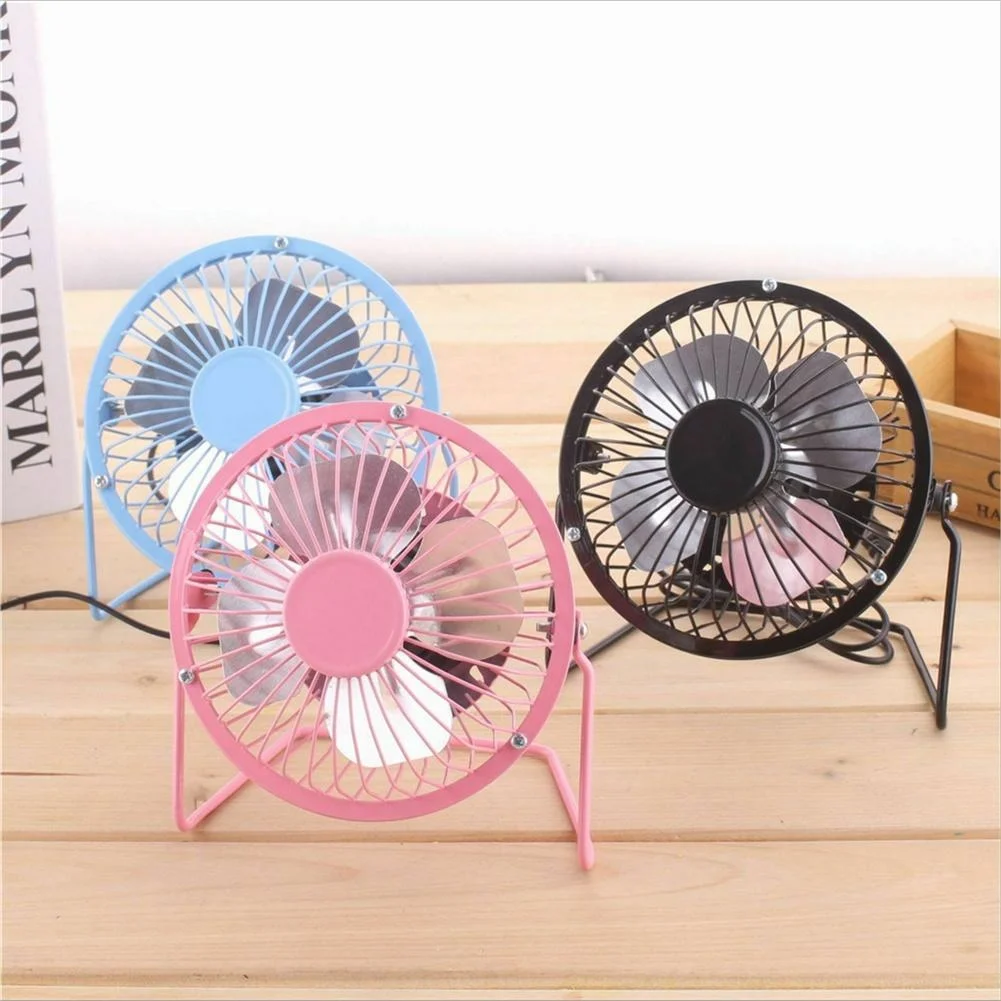 USB Desk Fan 4 Inch Metal Mini Portable Rechargeable Super Quiet Personal Cooling for Computer Home Office