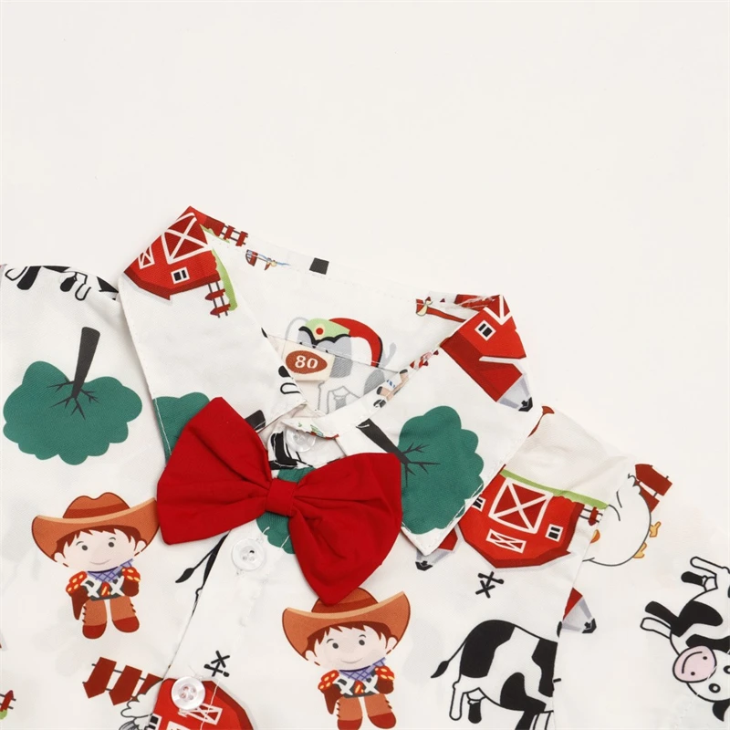 Shirt Shorts Clothing Sets for Boys Summer Santa Claus 2pcs