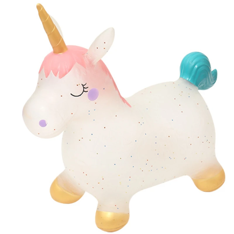 Cute Unicorn Inflatable Ride on Animal Toys Jumping Horse Bouncy Sports Games for Kids Baby Children's Day Gift