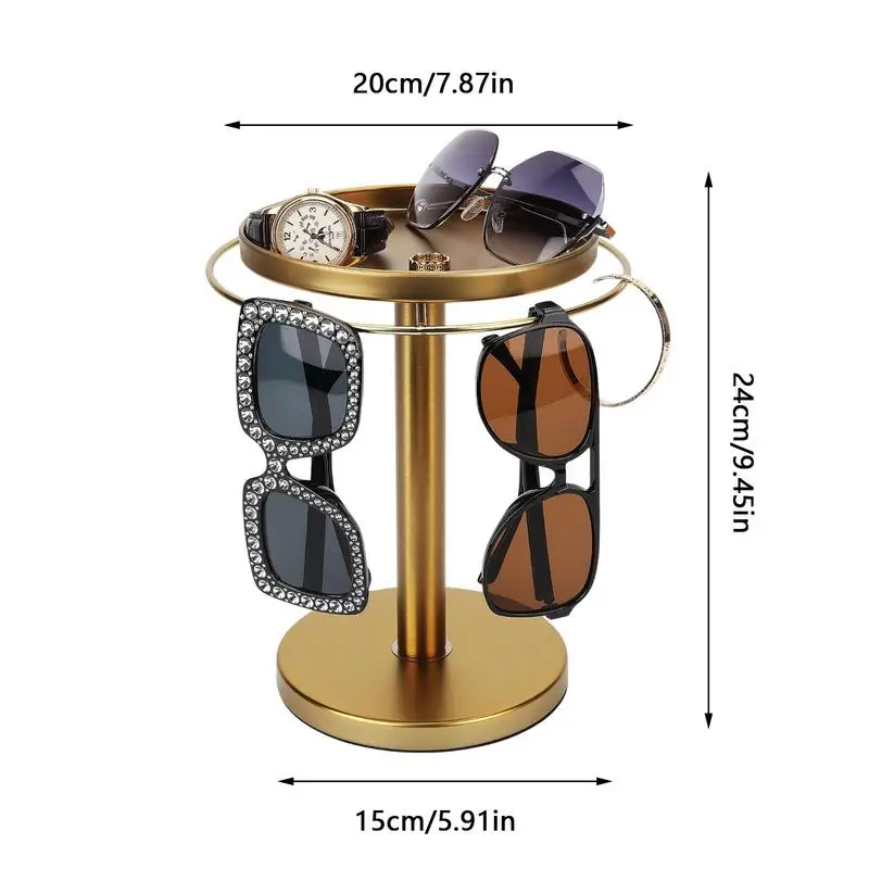Rotating Sunglass Organizer Eye Glass Display Stand 360-degree Rotation With Tray Jewelry Storage Organizer Detachable Home 6