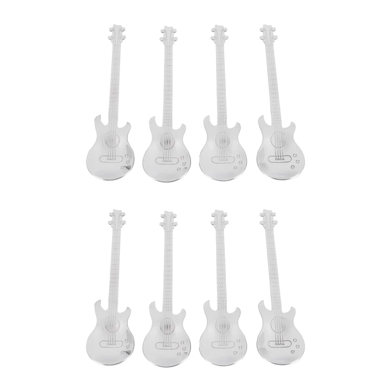 

LJL-Guitar Coffee Teaspoons,8 Pcs Stainless Steel Musical Coffee Spoons Teaspoons Mixing Spoons Sugar Spoon(Silver)