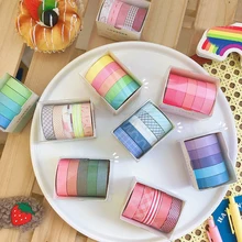 

5 Rolls Decoration Washi Tape Set 10mm Masking Decorative Tapes for Bullet Journal Planners DIY Crafts Art Scrapbooking Adhesive